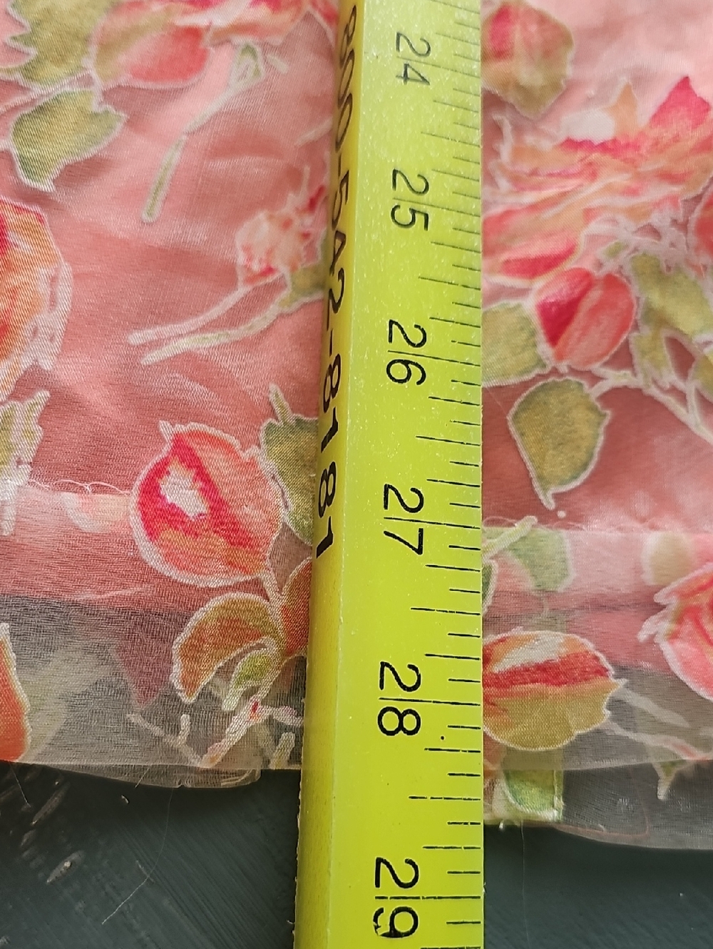 Neiman Marcus Coral Pink Floral Pencil Skirt,  Sheer Overlay. Size 4 - Picture 8 of 9